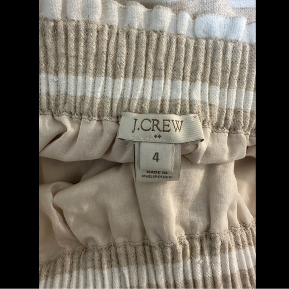 J.CREW Linen Sidewalk Skirt Ivory Tan Cotton Striped Pockets Pull On Lined knit - Picture 6 of 9